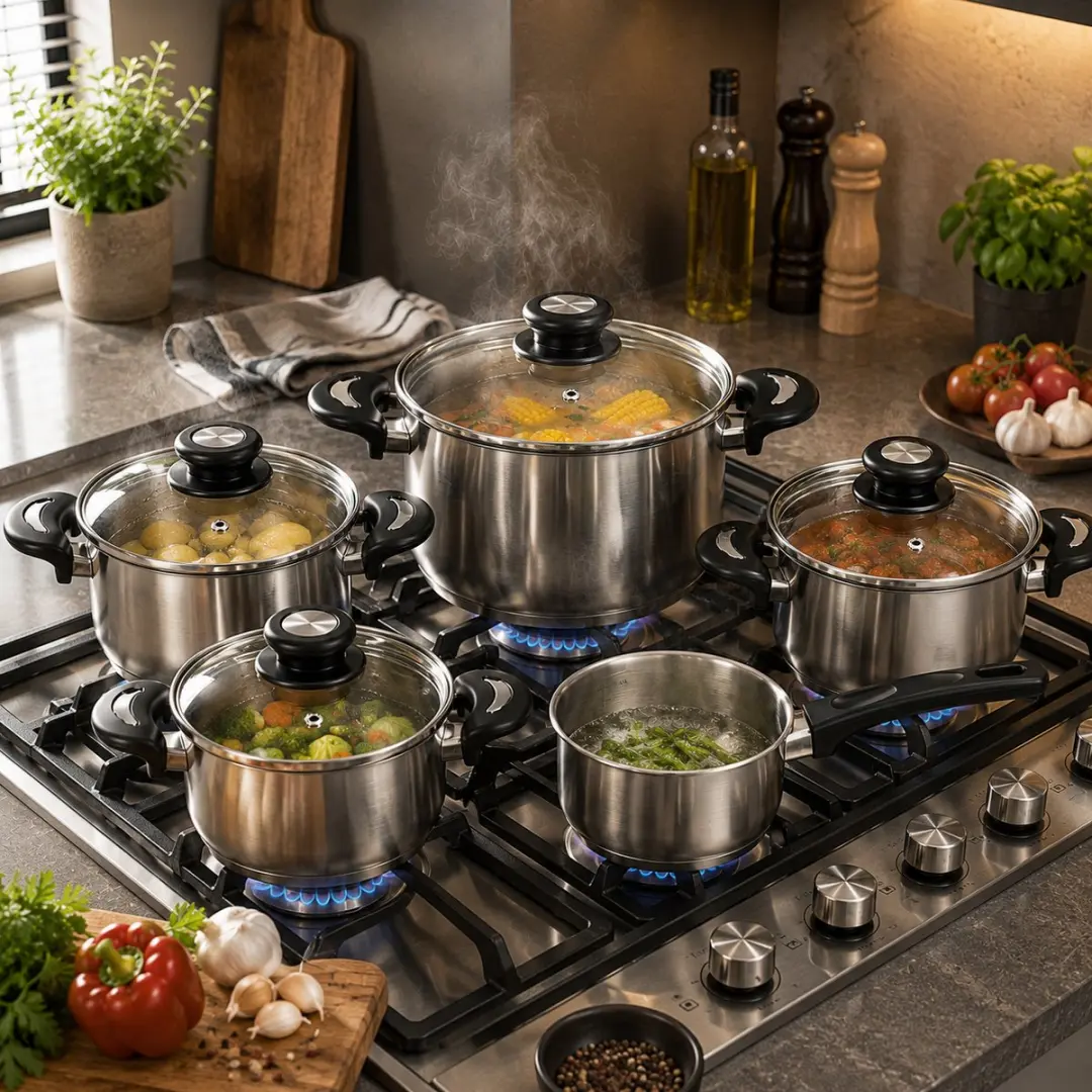 Excellent Houseware EH-11RVS Pannenset 11-delig - RVS - Zilver - afbeelding 6 van 6