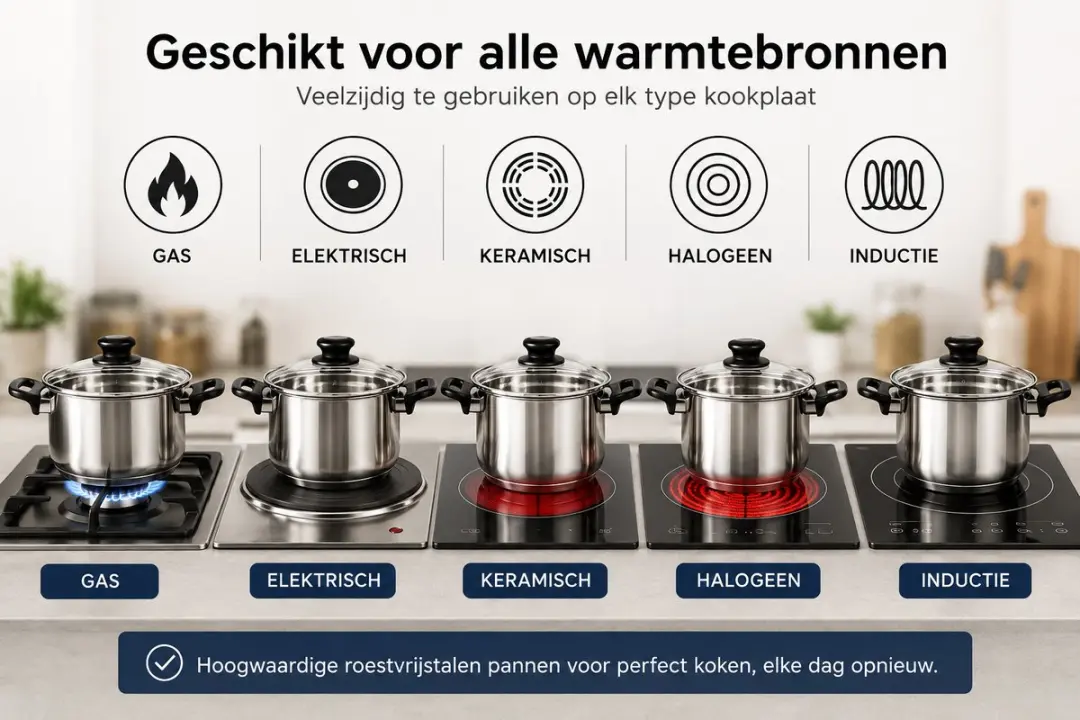 Excellent Houseware EH-11RVS Pannenset 11-delig - RVS - Zilver