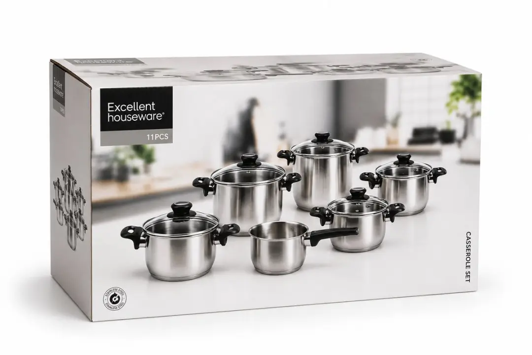 Excellent Houseware EH-11RVS Pannenset 11-delig - RVS - Zilver