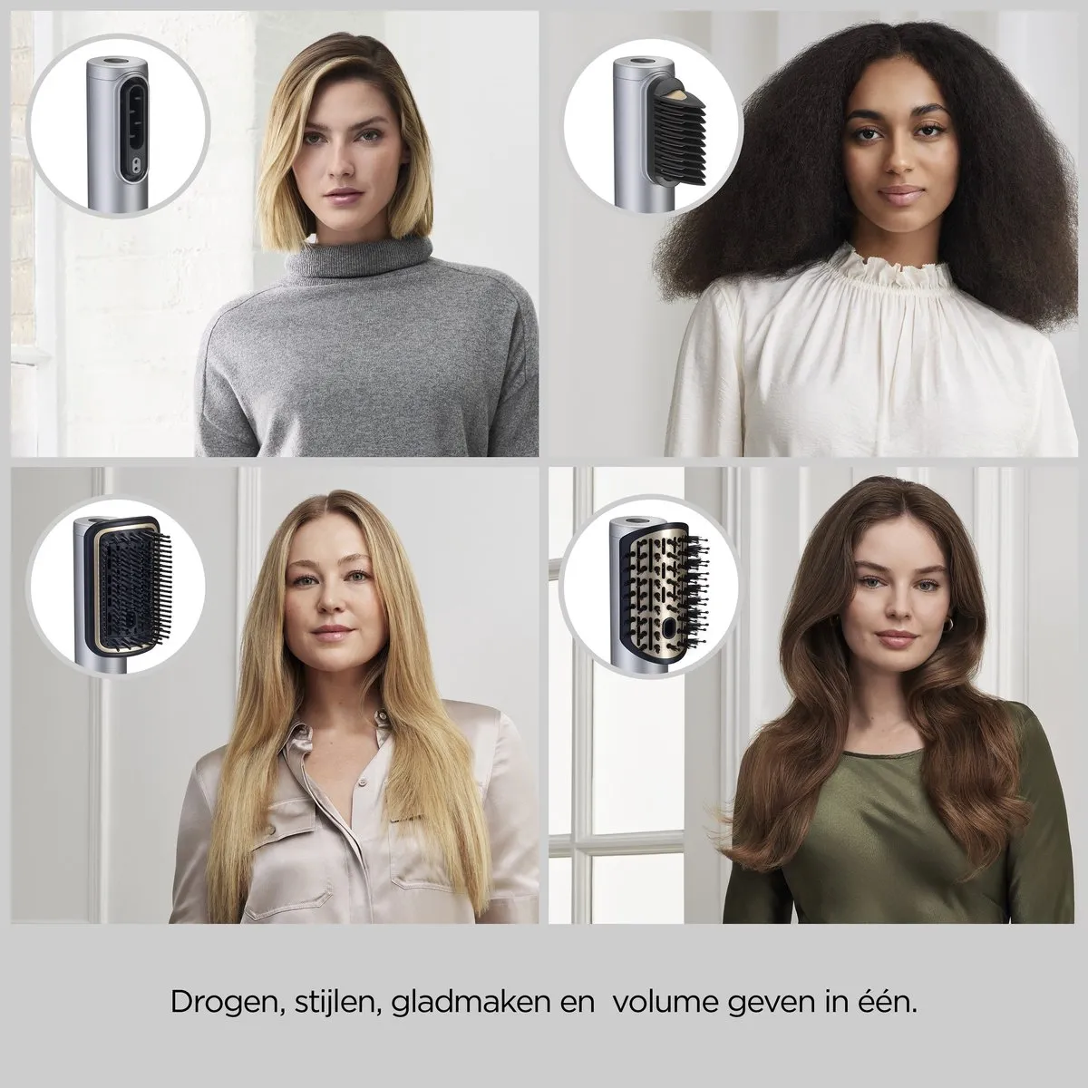 Babyliss 4-in-1 Wet to Dry Air Wand AS6554E Haardroger - 1500W - 3 Opzetstukken - Zilver/Goud