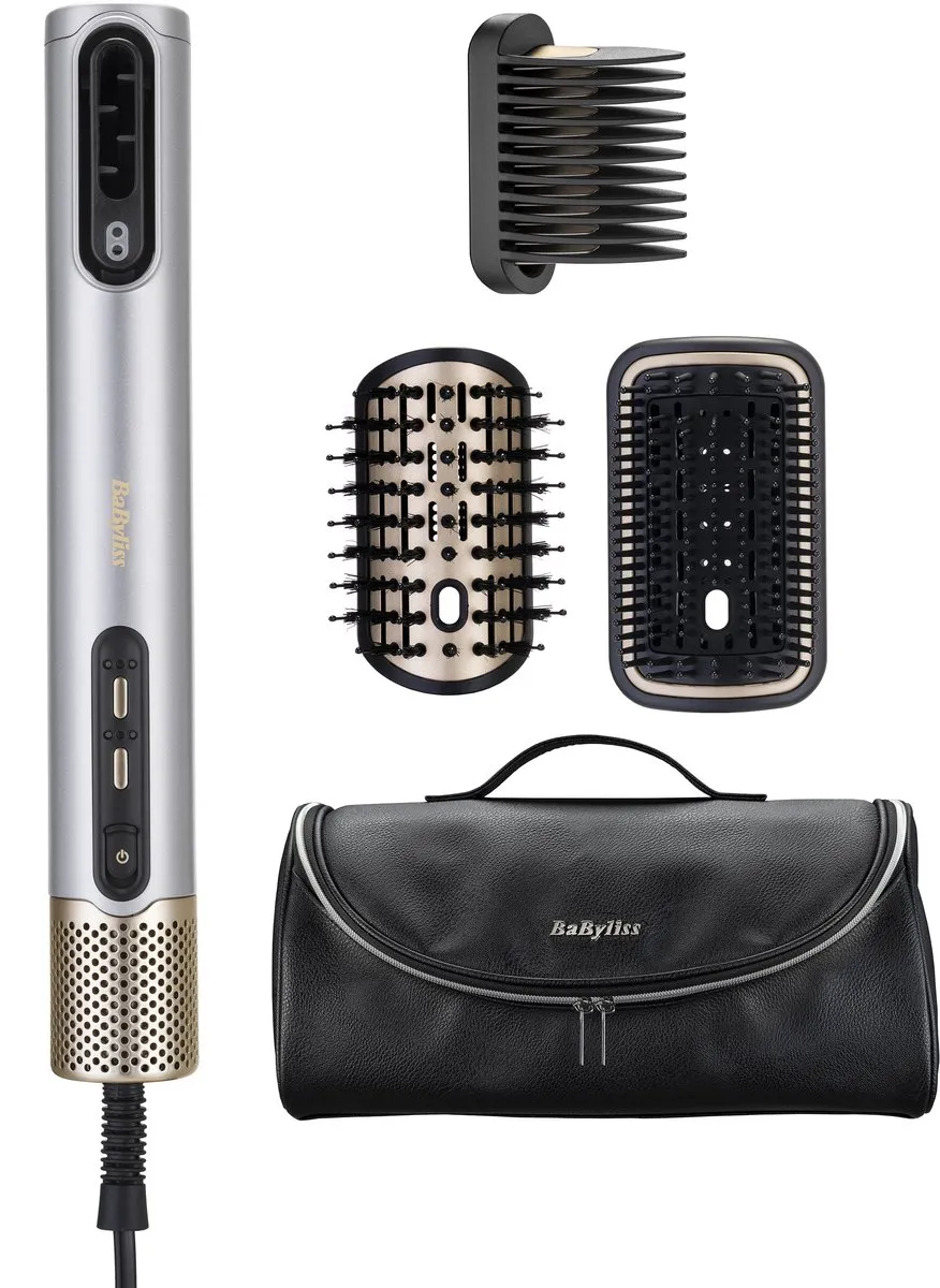Babyliss 4-in-1 Wet to Dry Air Wand AS6554E Haardroger - 1500W - 3 Opzetstukken - Zilver/Goud