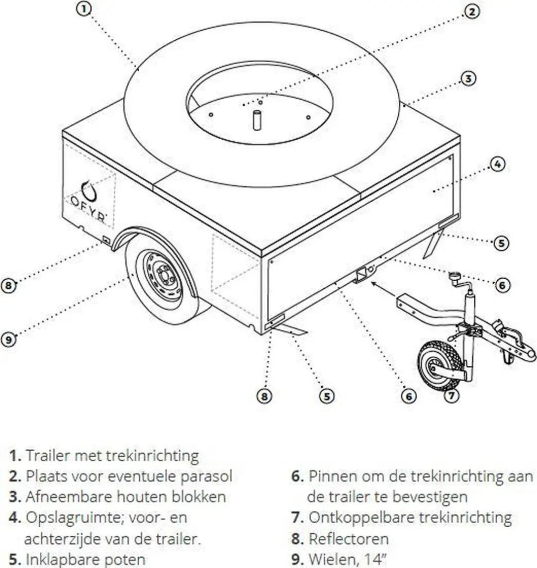 Ofyr Trailer Corten BBQ - 150cm - 20 Hamburgers