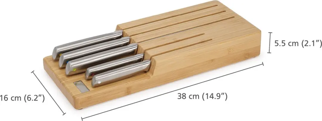 Joseph Joseph Elevate Steel Messen Houder Bamboe 5-delig - Roestvast Staal