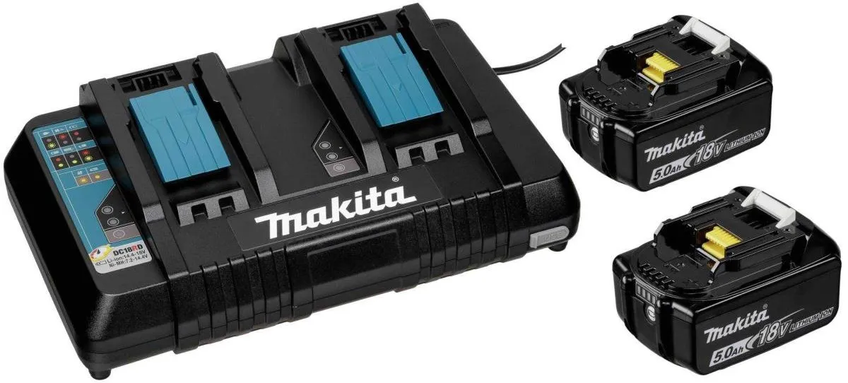 Makita 197629-2 Duo Pack - 2x 5000mAh 18V Accu + Snellader