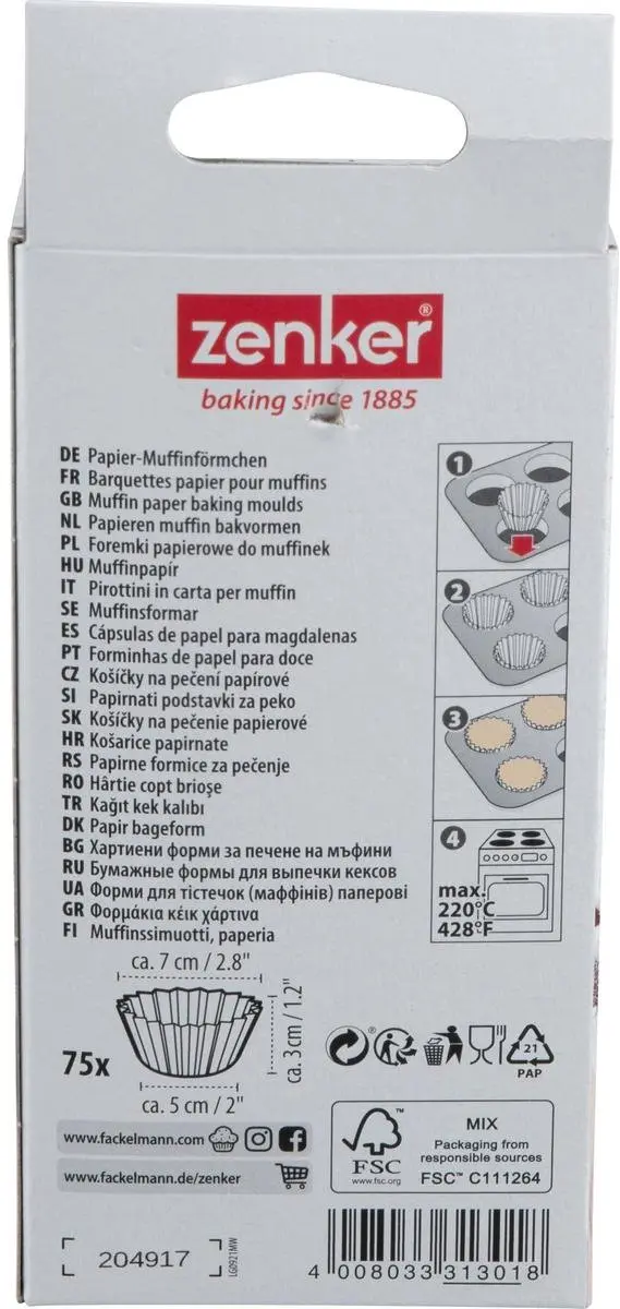 Zenker Smart Pastry Muffinvormpjes 5cm - 225 Stuks
