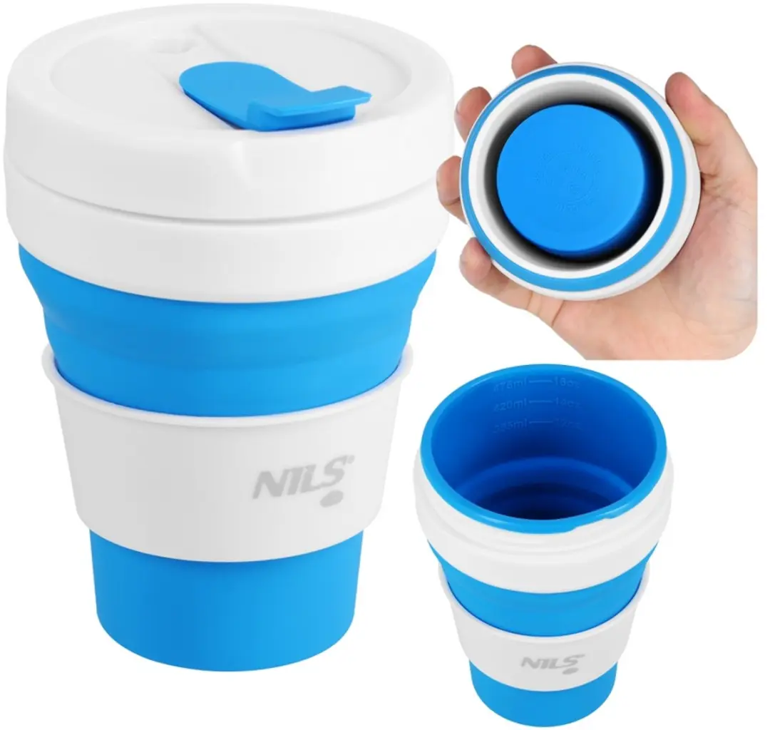 Nils Opvouwbare Siliconen Drinkbeker 475ml - Blauw