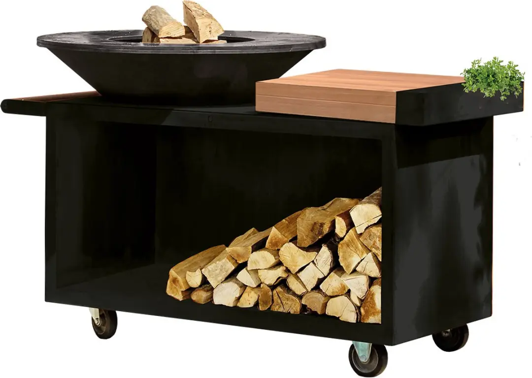 Ofyr Island Black 100 Pro Teak Wood BBQ