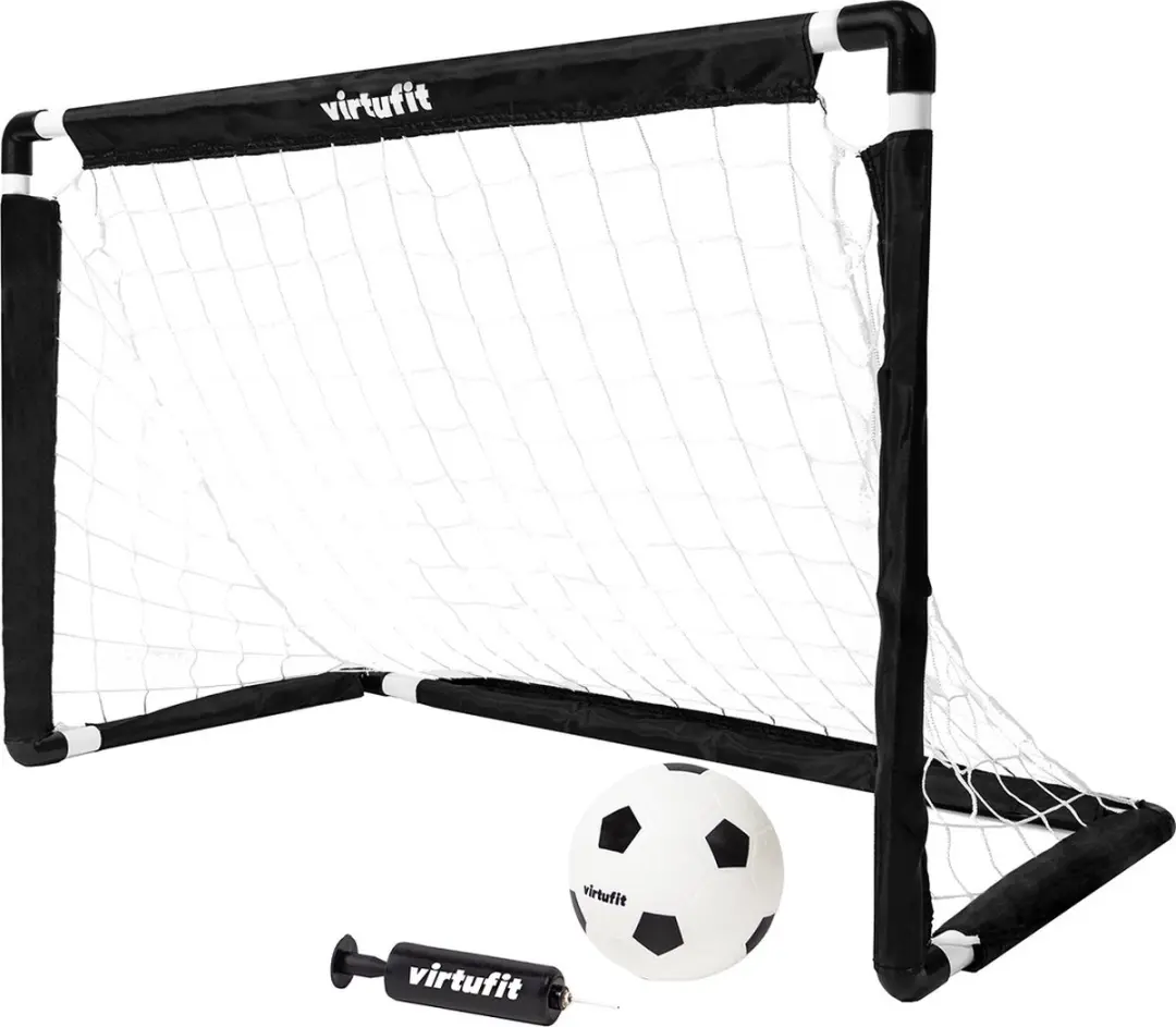Virtufit Mini Voetbaldoel Set 2x - 92x64cm - Zwart - Incl. bal & pomp