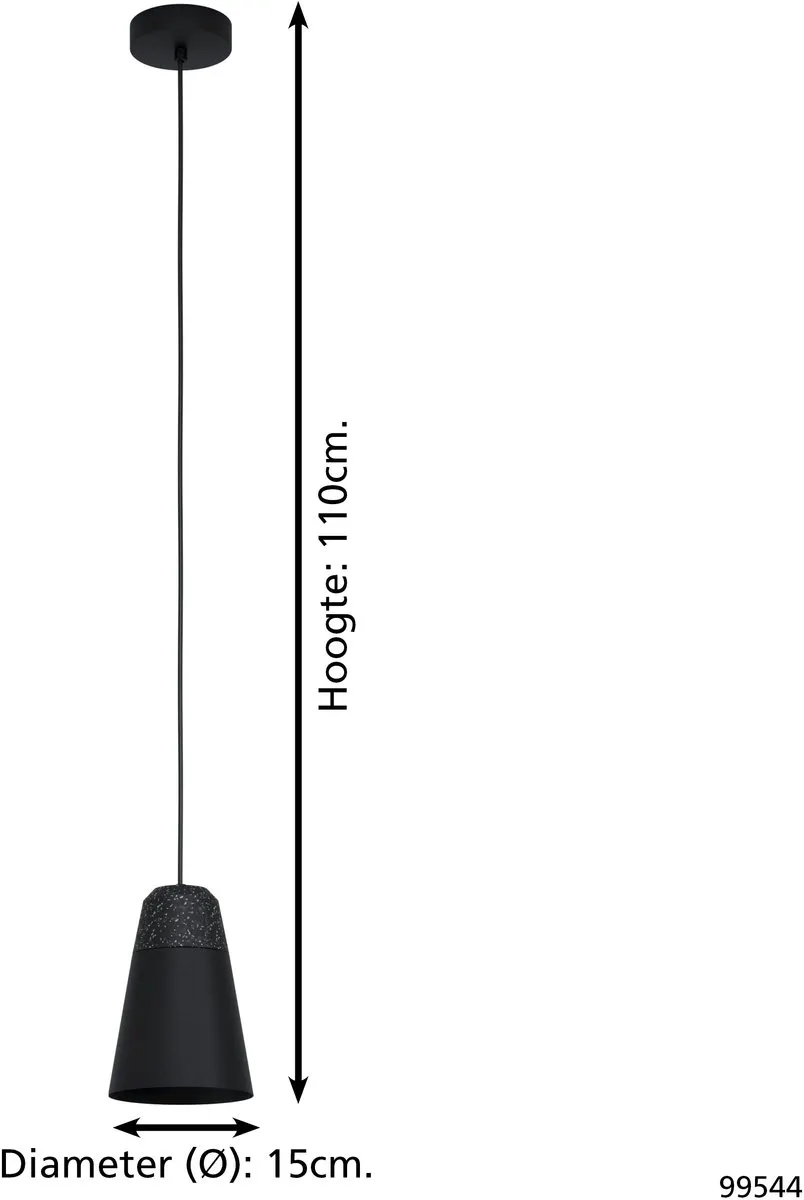 Eglo Canterras Hanglamp E27 - 4 Lichtpunten - Zwart/Grijs/Wit - afbeelding 6 van 6