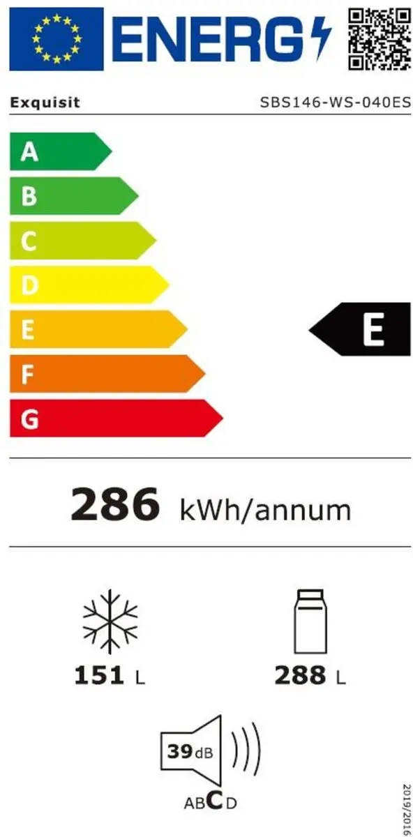 Exquisit SBS146-WS-040ES Amerikaanse Koelkast - 439L - No Frost - Zilver