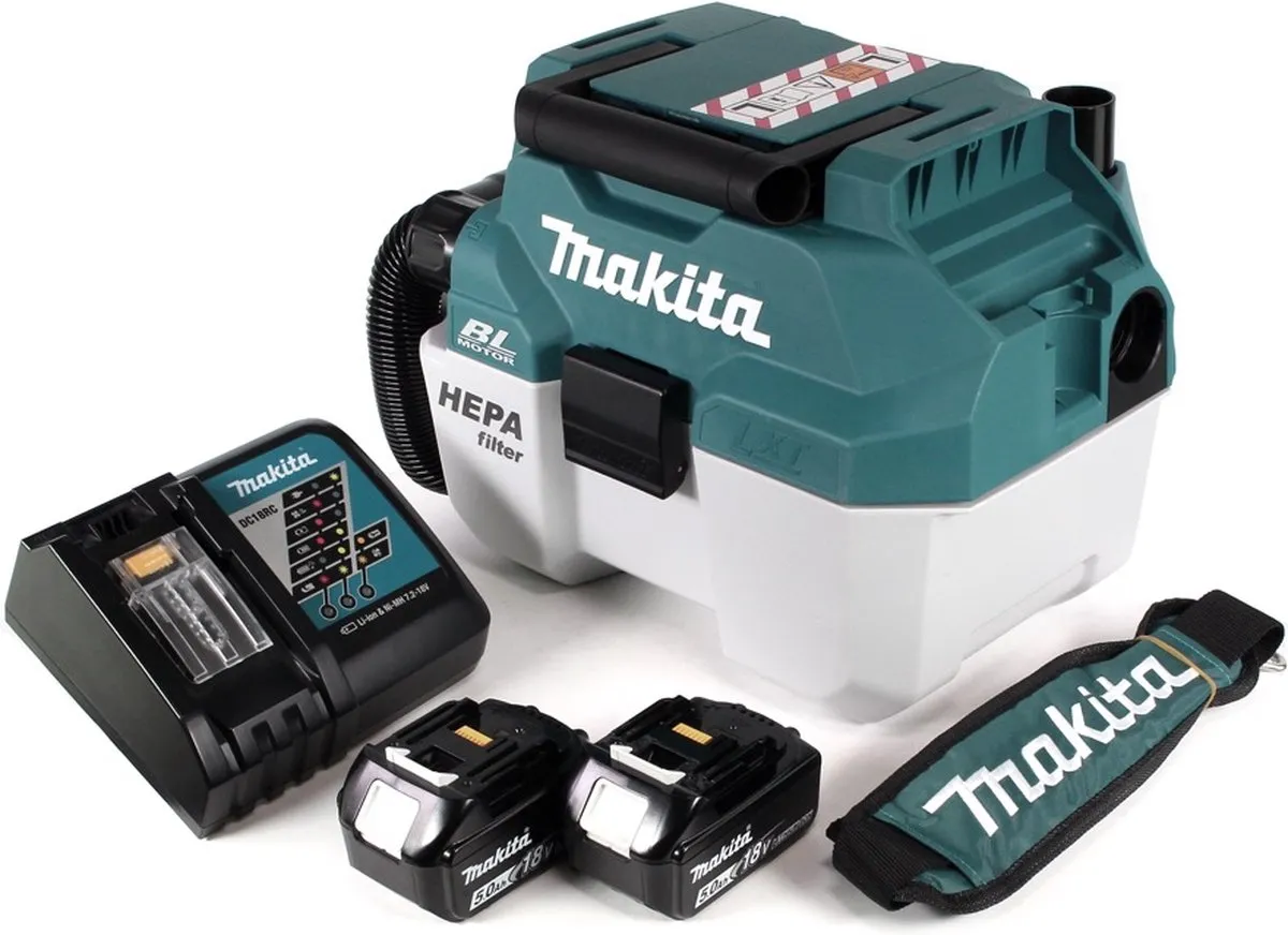 Makita DVC 750 LRTX3 Stofzuiger 18V - 7,5L - 2x 5,0Ah accu - afbeelding 2 van 5