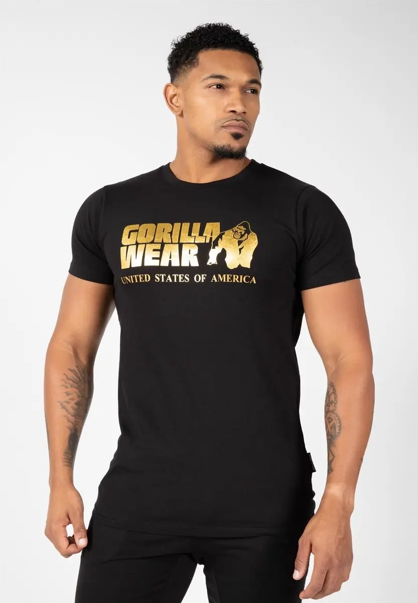 Gorilla Wear Classic T-shirt 3XL - Zwart/Goud