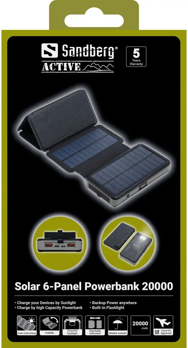 Sandberg 420-73 Powerbank 20000mAh - 3x USB - Zwart