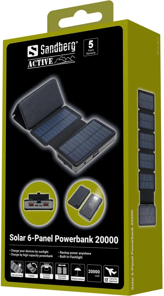 Sandberg 420-73 Powerbank 20000mAh - 3x USB - Zwart