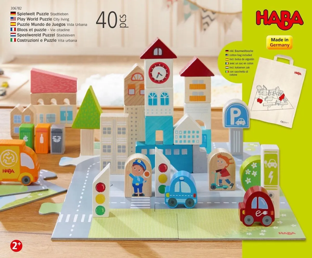 Haba Speelwereld Stadsleven Puzzel 40-delig - 18+ maanden