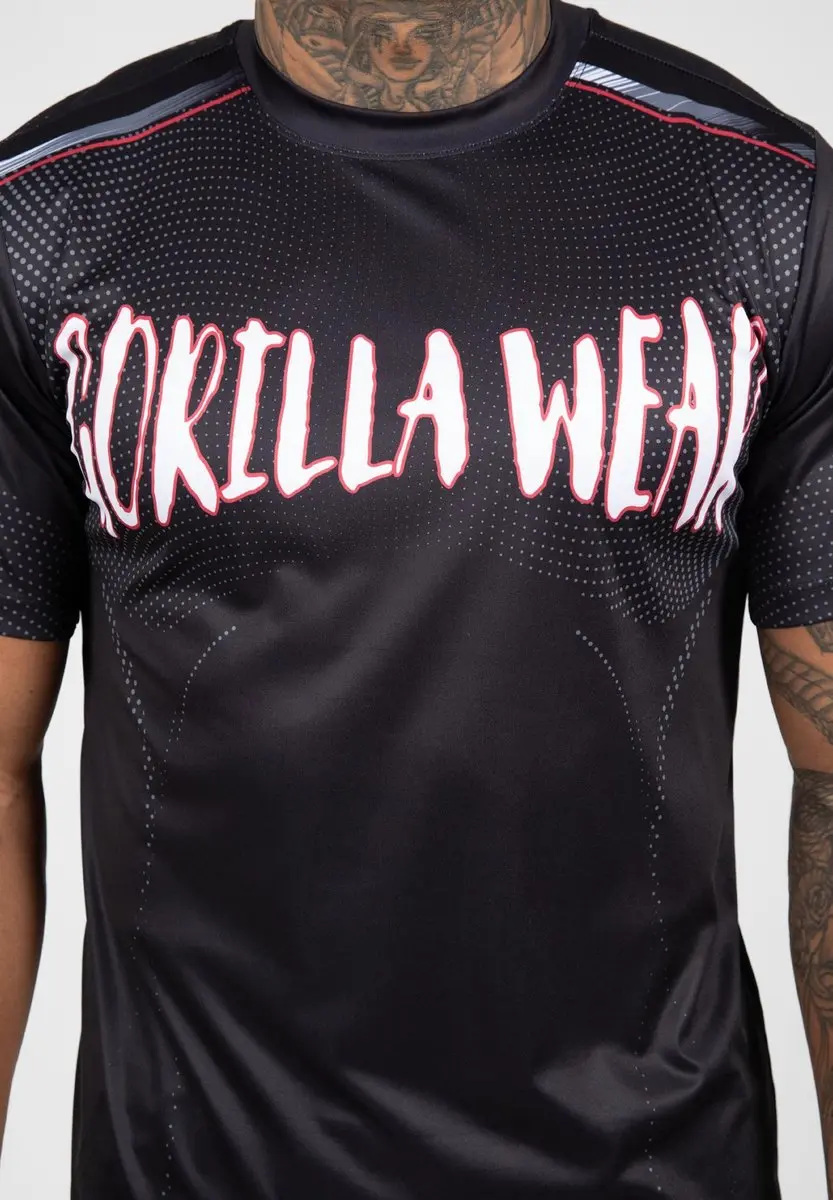 Gorilla Wear Clayton T-shirt - Zwart/Rood L - afbeelding 6 van 6