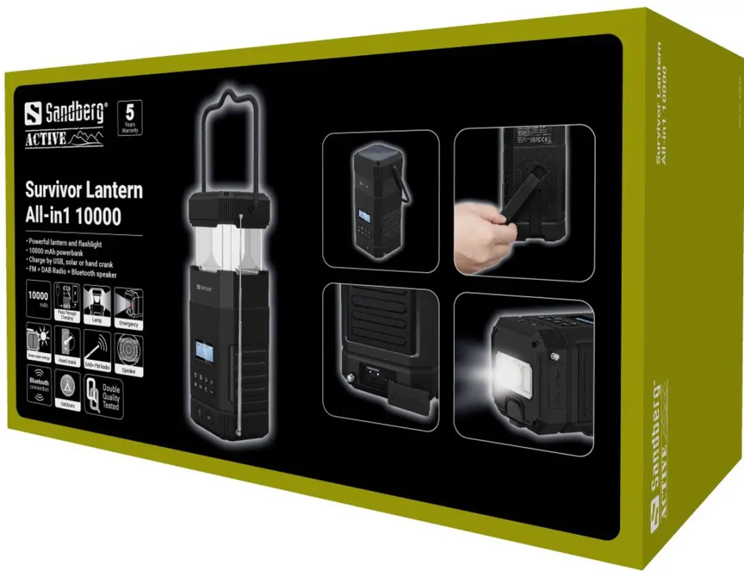 Sandberg Survivor 420-90 Powerbank 10.000mAh - Lantern Zwart