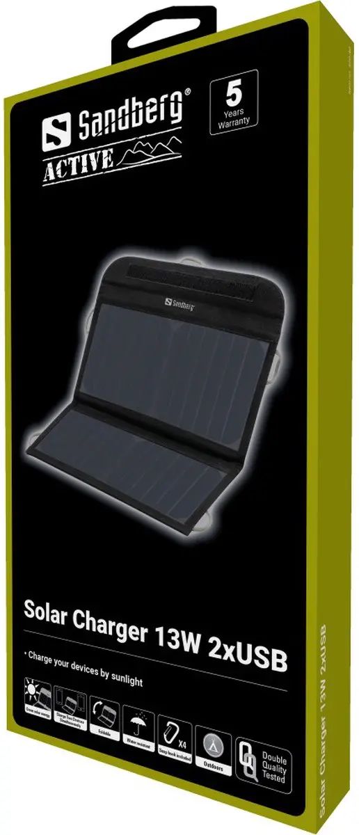 Sandberg 420-40 Zonnepaneel 13W - 2xUSB - Zwart