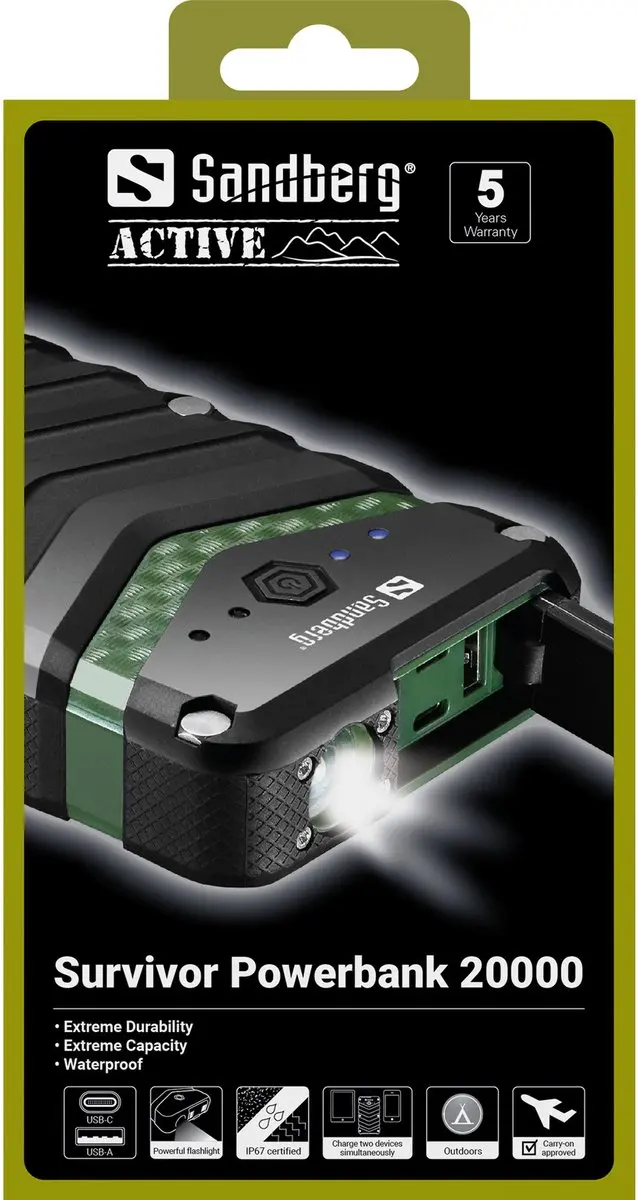 Sandberg Survivor Powerbank 20100mAh 100.5W - 4x Oplaadpoort