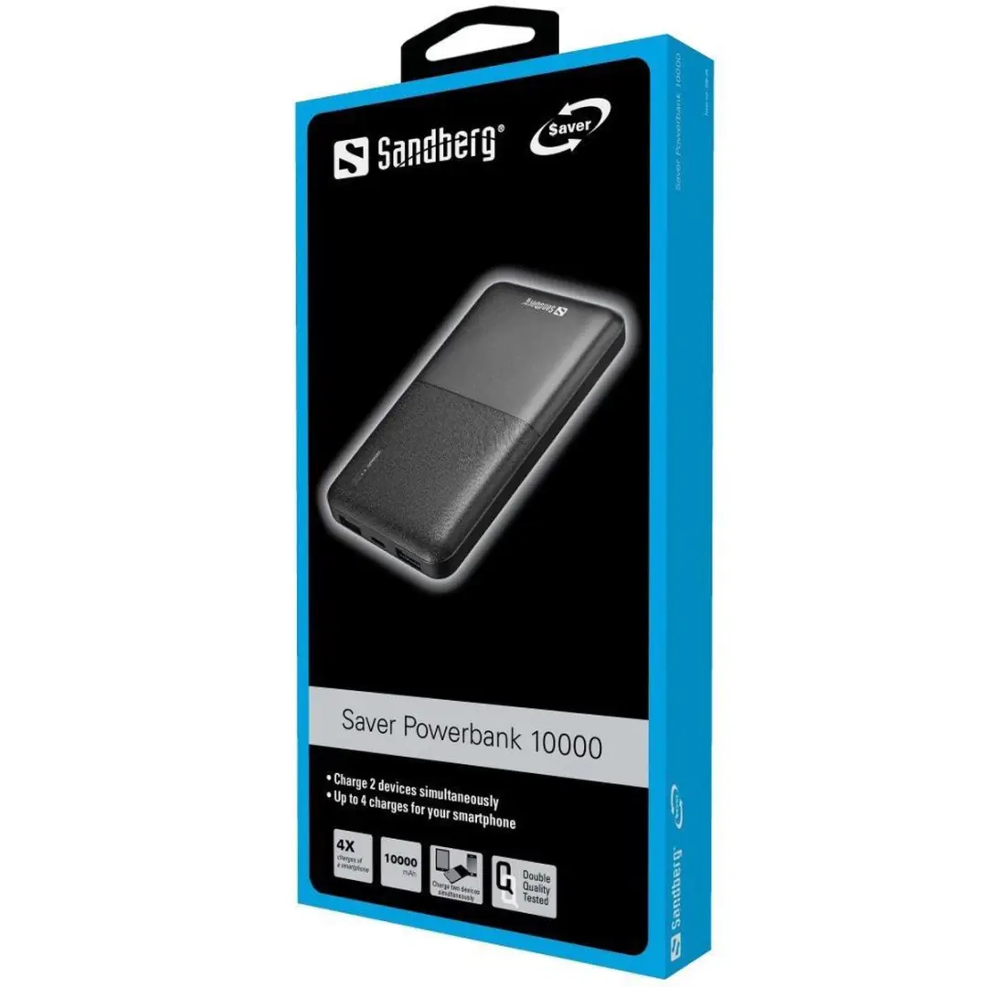 Sandberg Saver Powerbank 320-34 10000mAh - 2x USB - Zwart - afbeelding 6 van 6