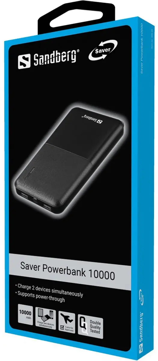 Sandberg Saver Powerbank 320-34 10000mAh - 2x USB - Zwart