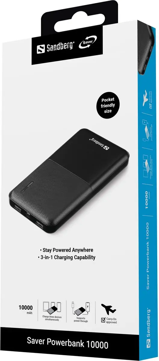 Sandberg Saver Powerbank 320-34 10000mAh - 2x USB - Zwart
