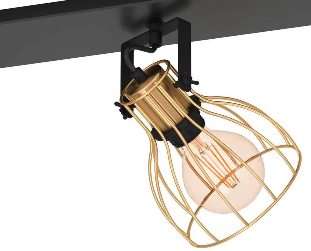 Eglo Sambatello Opbouwspot 3-lichts E27 - Zwart/Goud