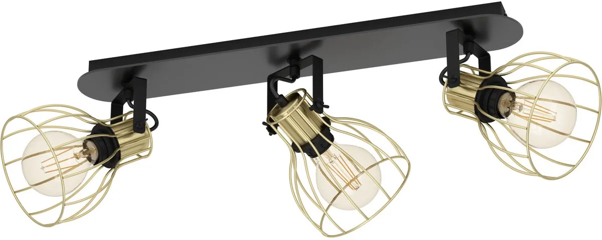 Eglo Sambatello Opbouwspot 3-lichts E27 - Zwart/Goud