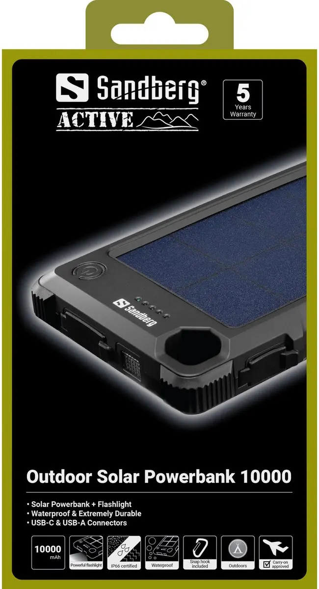 Sandberg 420-53 Solar Powerbank 10000mAh - Zwart