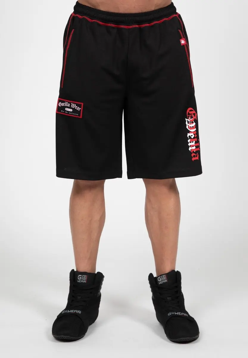 Gorilla Wear Marlow Mesh Shorts Trainingsbroek L/XL - Zwart/Rood - afbeelding 6 van 6