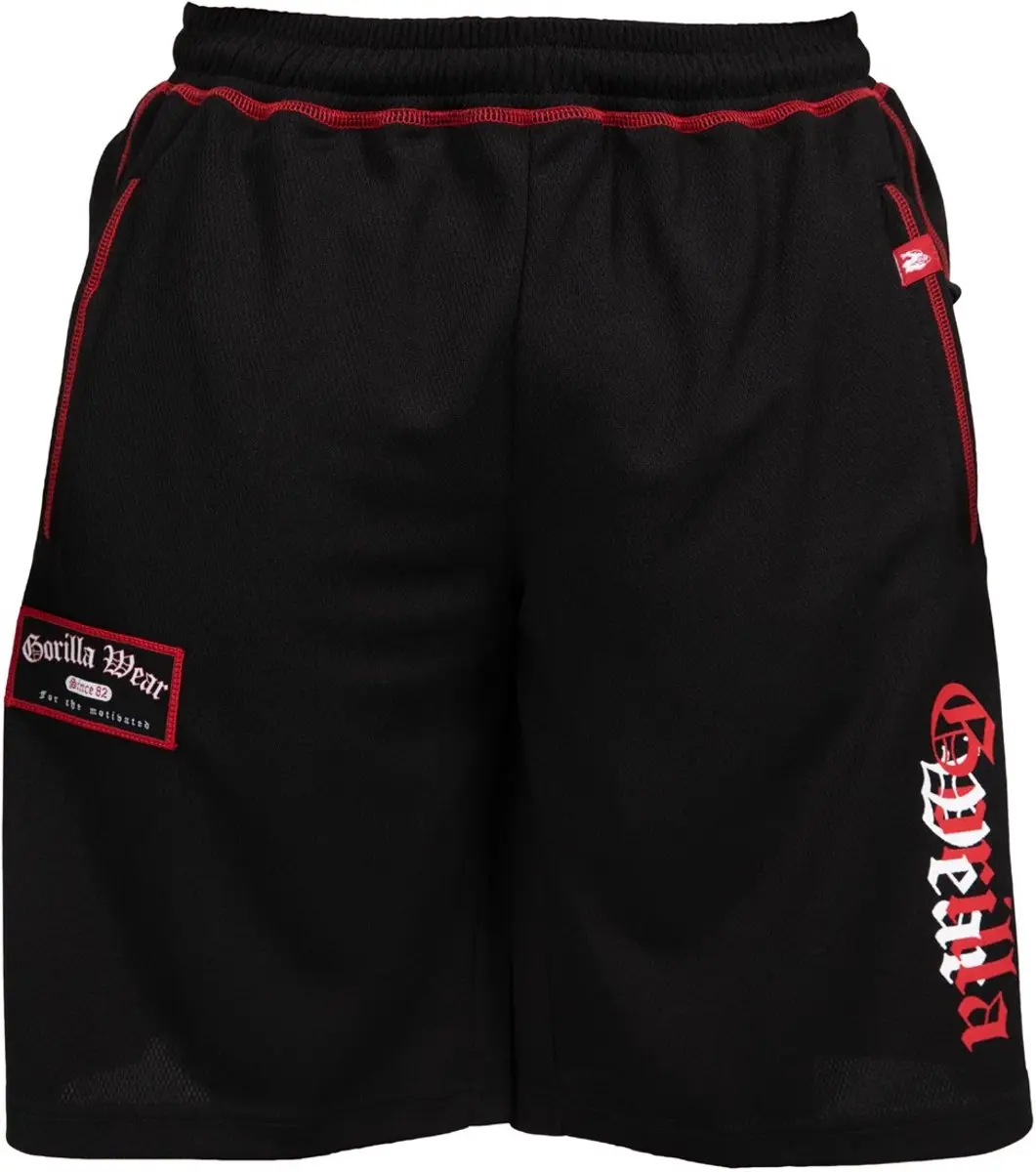 Gorilla Wear Marlow Mesh Shorts Trainingsbroek L/XL - Zwart/Rood