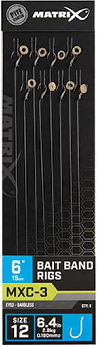 Matrix Onderlijn MXC-3 Bait Band Rigs 6" - Haak 12 - 8 Stuks