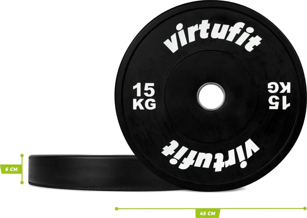 VirtuFit Bumper Plate 50mm 15kg - Zwart