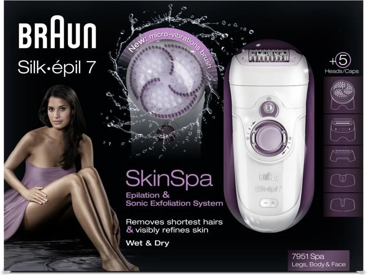 Braun Silkepil 7 7951 Skinspa - Benen - 2 Snelheden - Roze/Wit - afbeelding 6 van 6