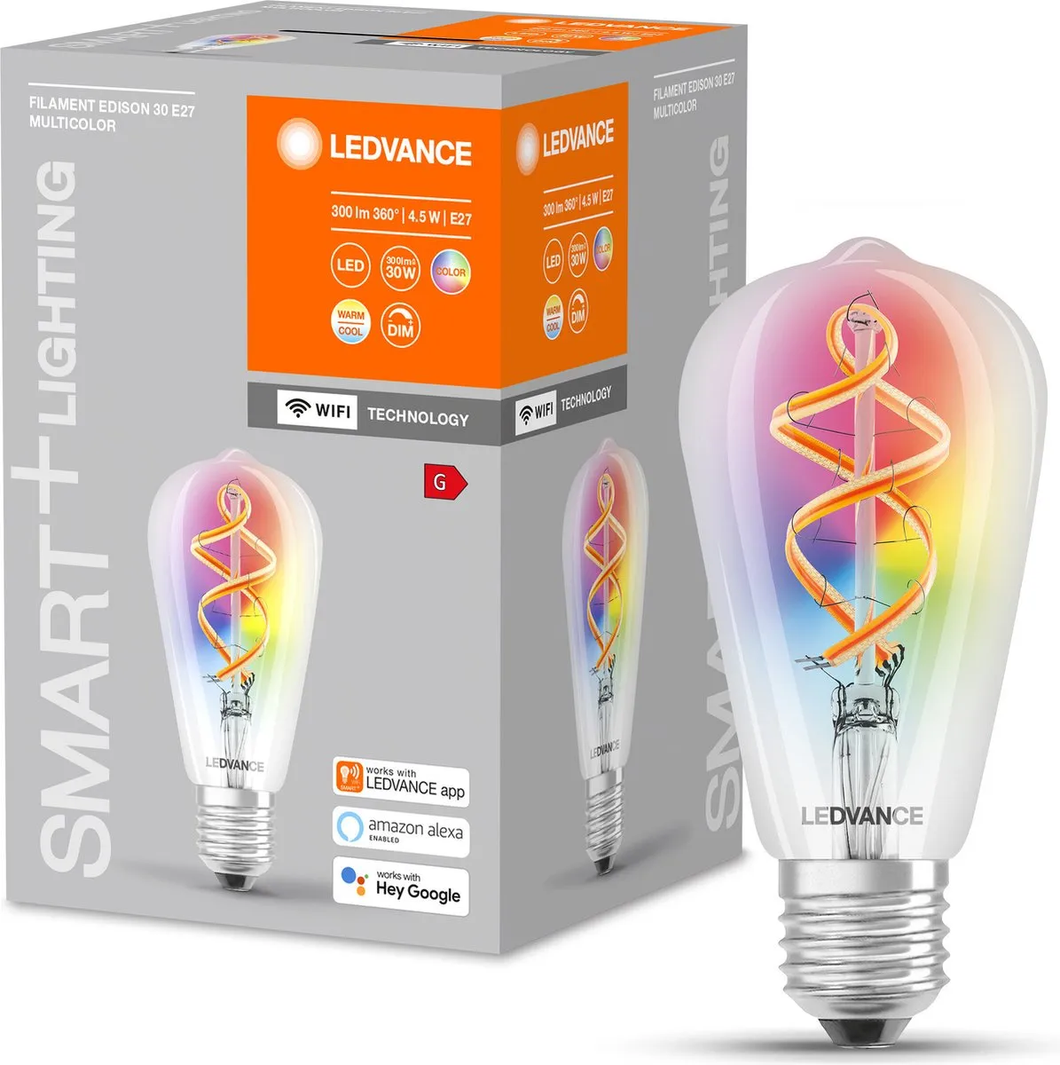 LEDVANCE SMARTE E27 RGB LED-lamp 4.5W - Helder glas