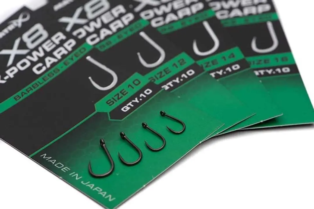 Matrix X8 X-Power Carp Eyed-Barbless - 10 Stuks - Maat 16 - Zwart
