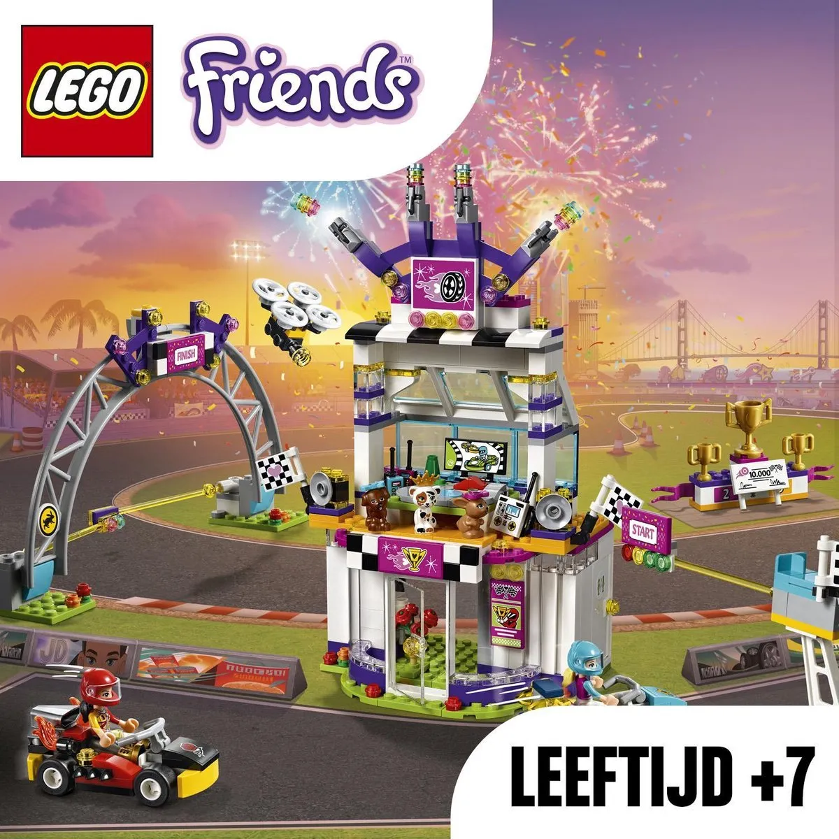 LEGO Friends Kart De Grote Racedag 41352 - 3 Minifiguren - Paars