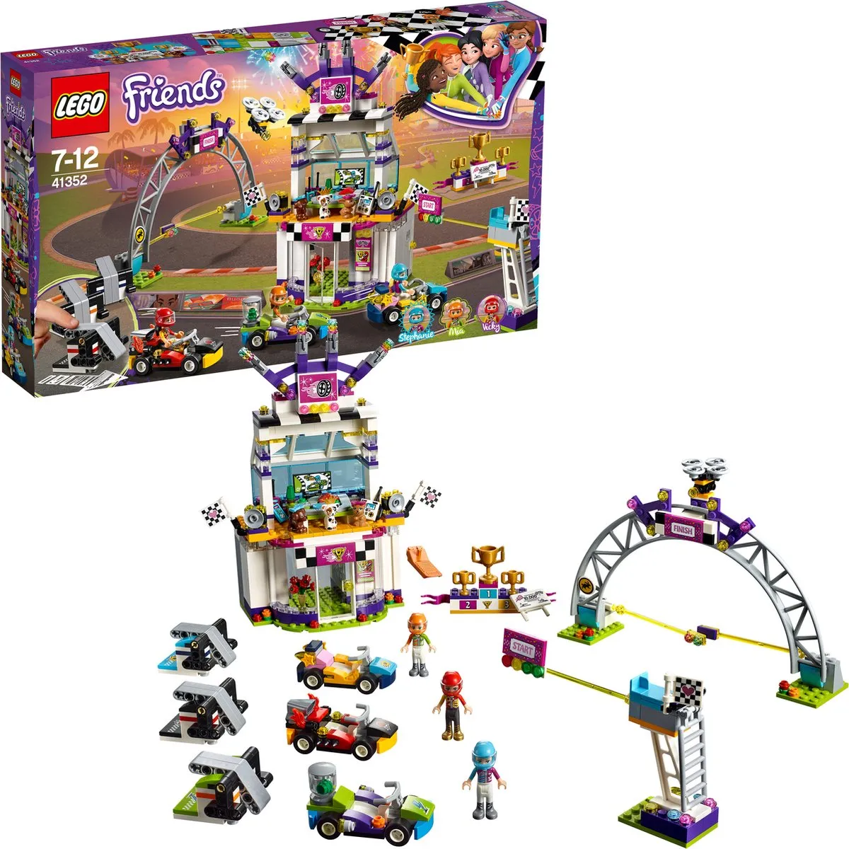 LEGO Friends Kart De Grote Racedag 41352 - 3 Minifiguren - Paars