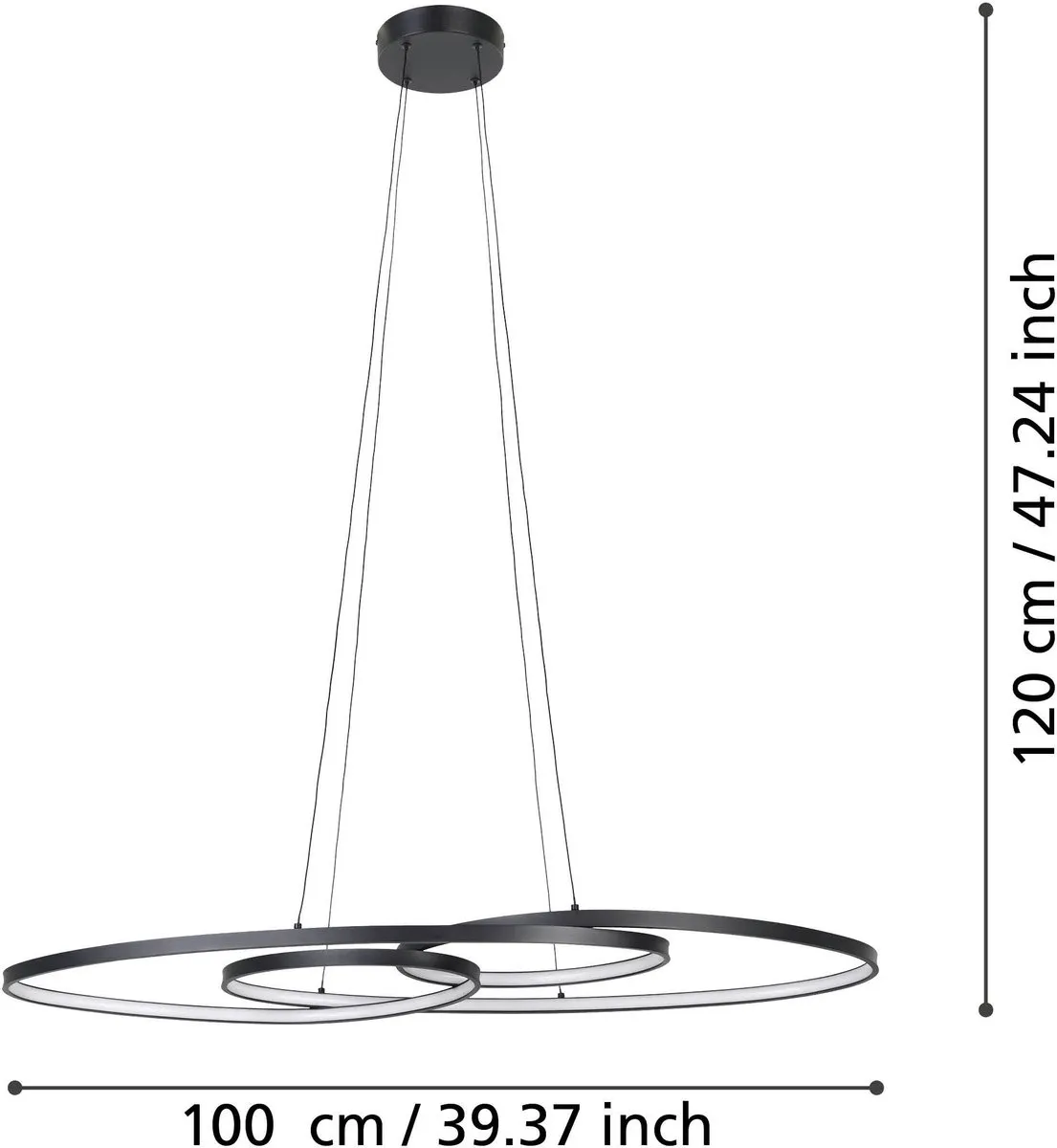 Eglo Gianella Hanglamp LED - Aluminium/Zwart