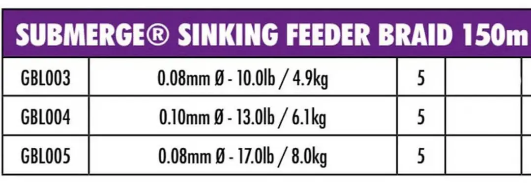 Matrix Submerge Sinking Feeder Braid 150m 0.12mm - Bruin