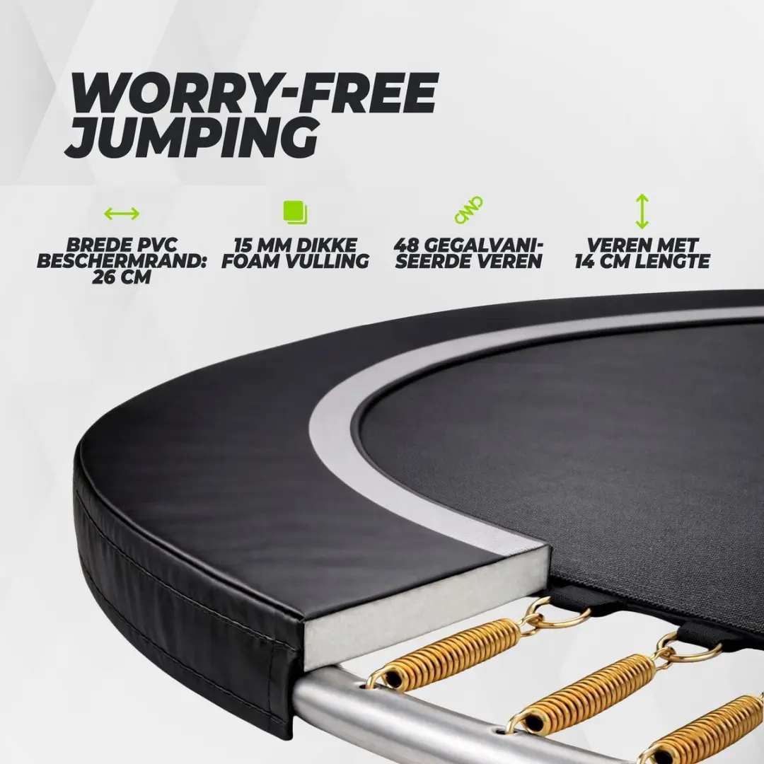 VirtuFit Trampoline 251cm - Zwart - Incl. veiligheidsnet & trap