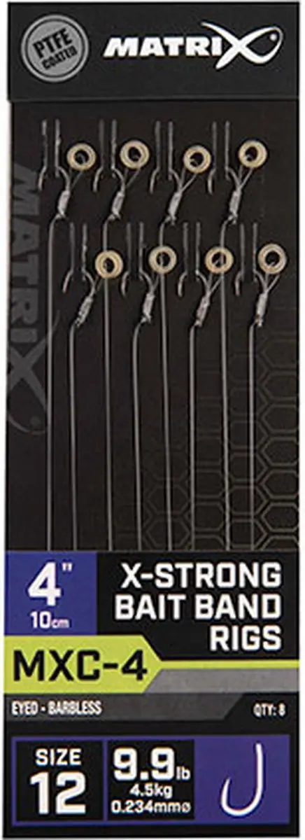 Matrix Onderlijn MXC-4 X-Strong Bait Band Rigs 10cm - 8 Stuks - afbeelding 3 van 6