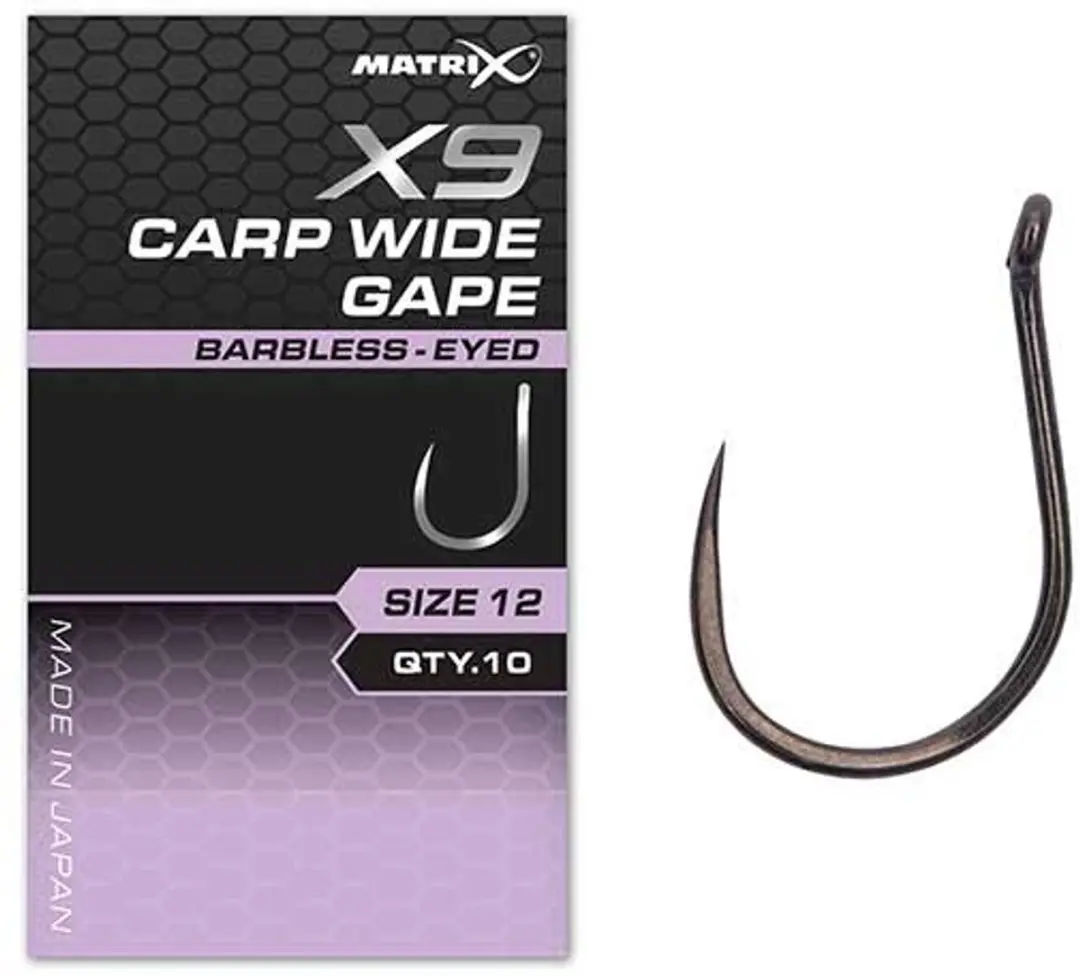 Matrix X9 Carp Wide Gape Eyed-Barbless