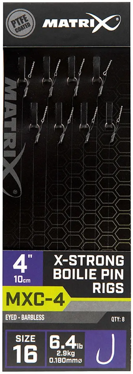 Matrix Onderlijn MXC-4 X-Strong Boilie Pin Rigs 12 - 8 Stuks