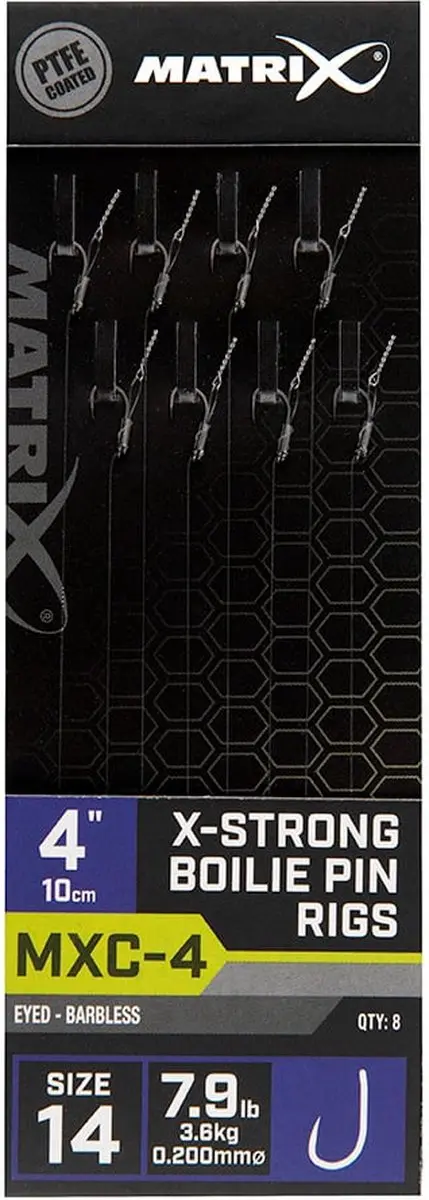 Matrix Onderlijn MXC-4 X-Strong Boilie Pin Rigs 12 - 8 Stuks