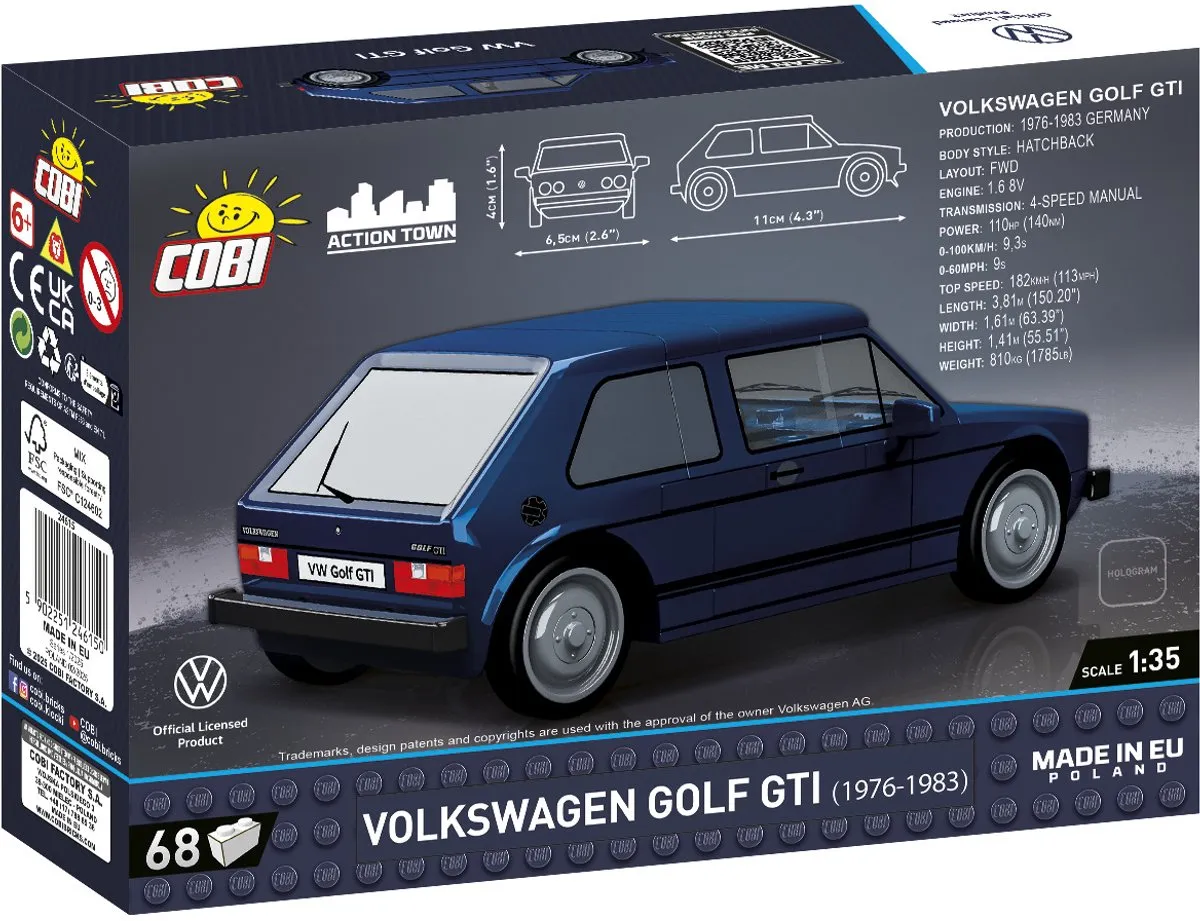 Cobi VW Golf GTI Bouwset 1:35 - 68 Onderdelen