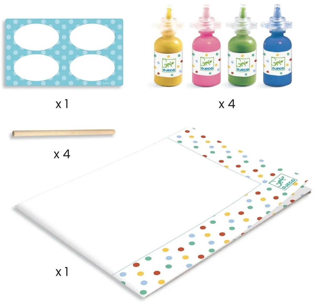 Djeco Pointillism Schilderset - 4 Stuks