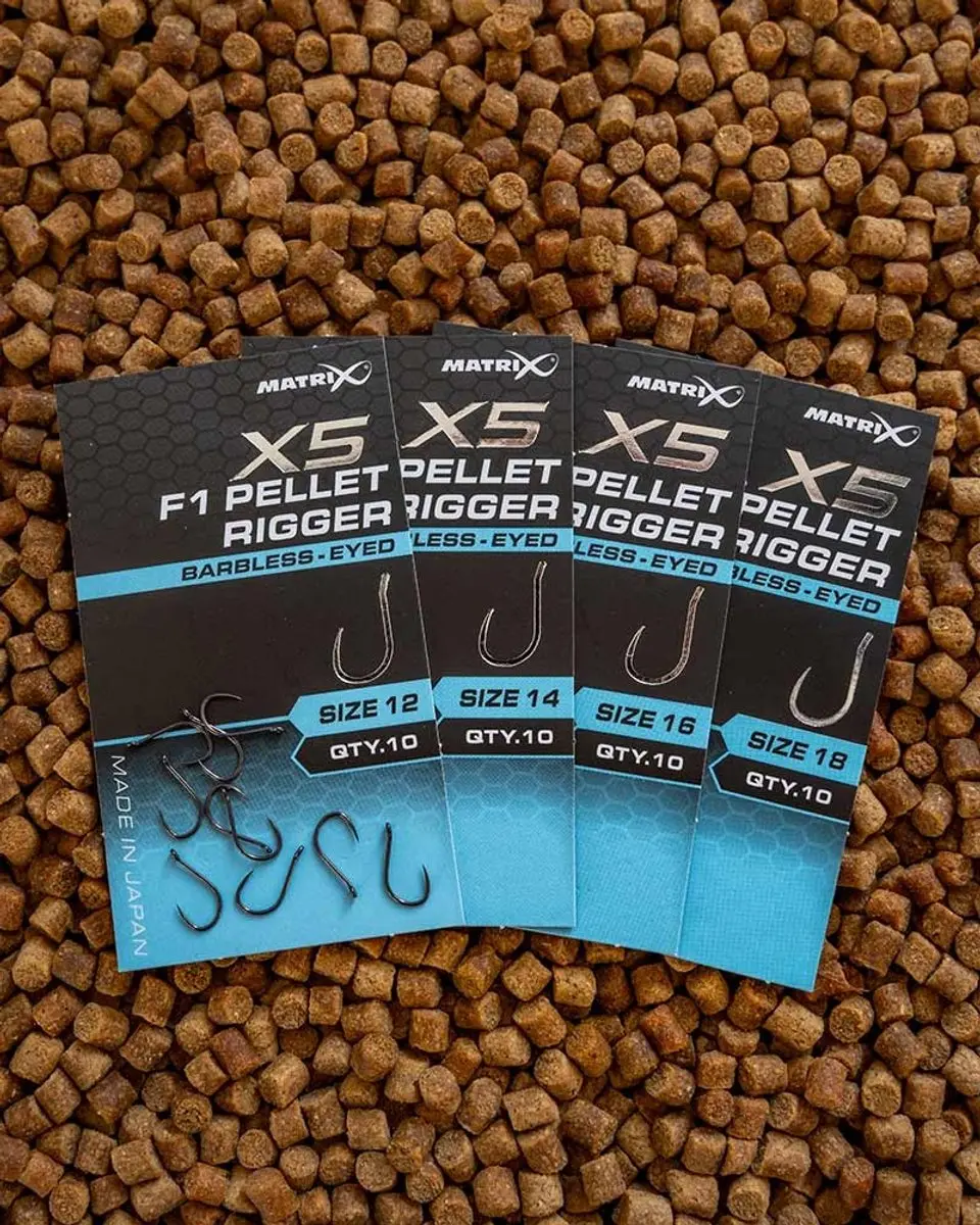 Matrix X5 F1 Pellet Rigger Haakjes 14 - 10 Stuks - Zwart