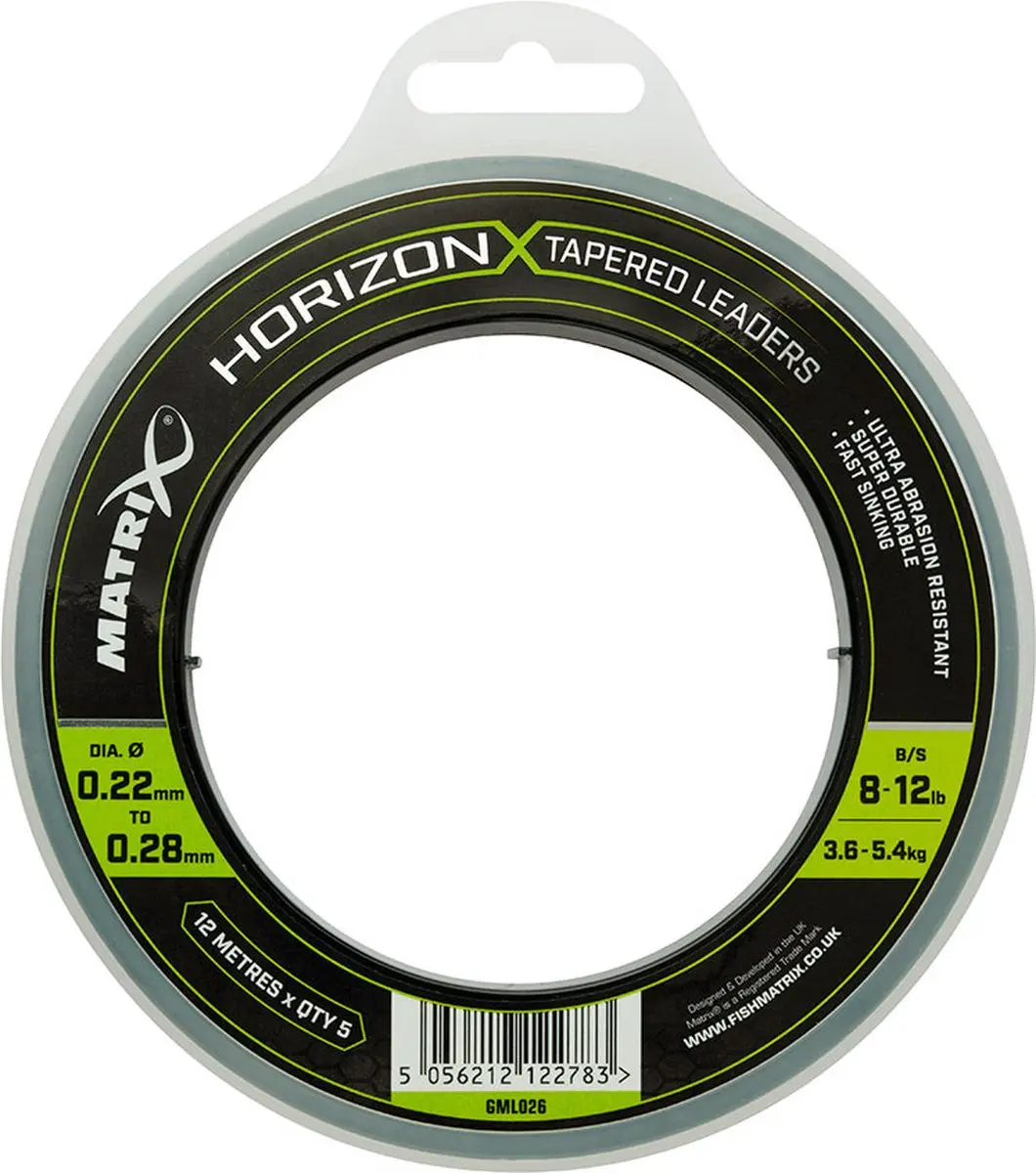 Matrix Horizon X Tapered Shock Leader 8-12lb - 5 Stuks - Zwart