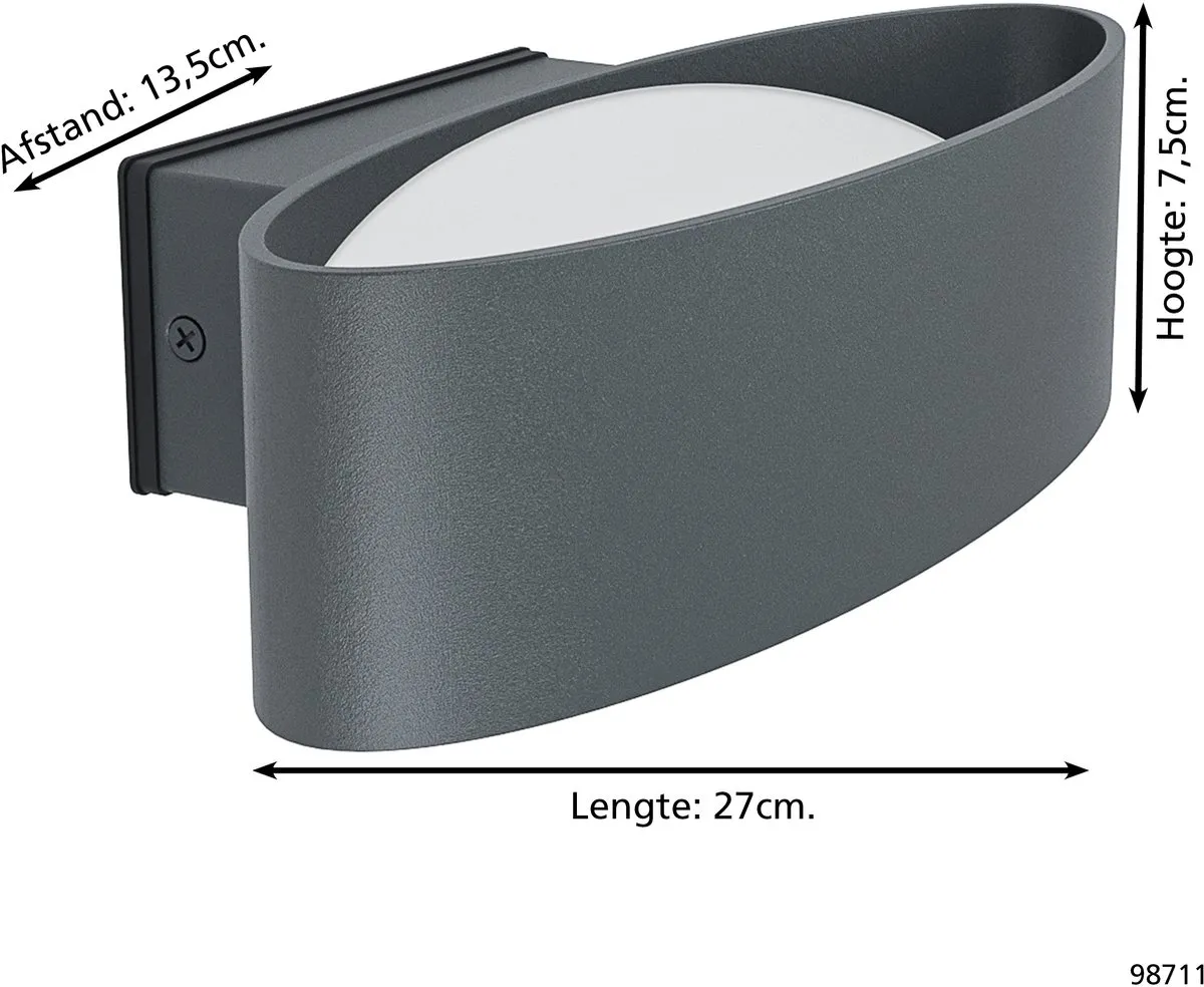 Eglo Chinoa Wandlamp Buiten LED 27cm - Antraciet